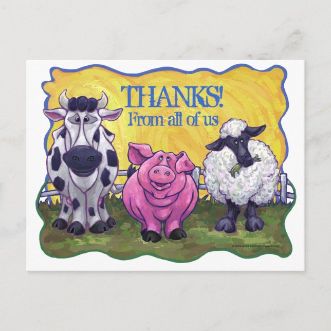 Postal Granja Animal Gracias Postcard (Anverso)