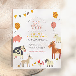 Postal Granja de Animales Oink Baa Quack Moo Fiesta de Cu