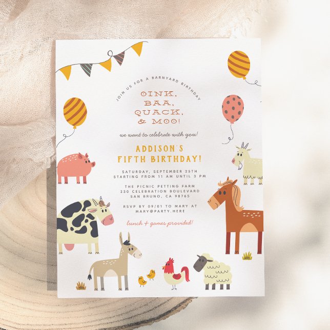 Postal Granja de Animales Oink Baa Quack Moo Fiesta de Cu (Subido por el creador)