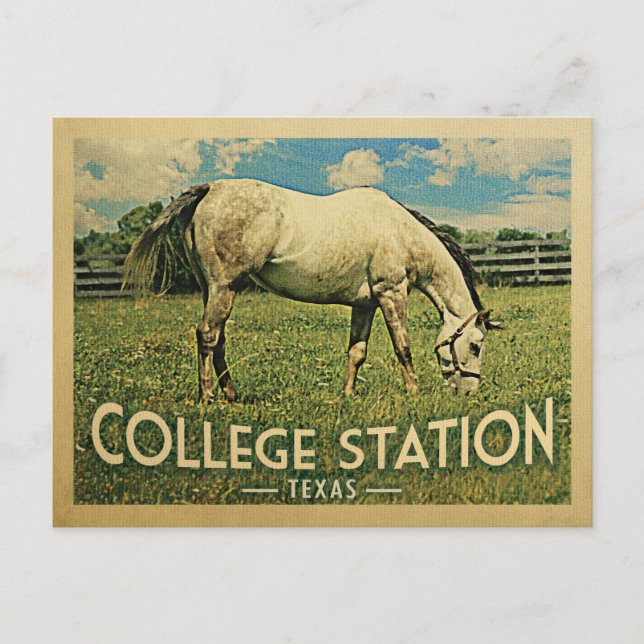 Postal Granja de caballos de Texas - Viajes de época (Anverso)