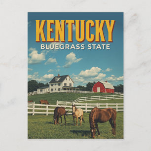 Postal Granja de Caballos del Estado Bluegrass de Kentuck