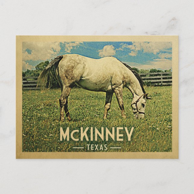 Postal Granja de caballos McKinney Texas - Viajes de époc (Anverso)