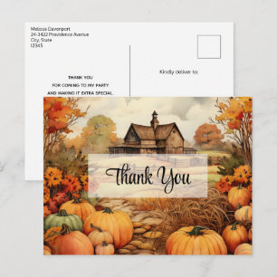 Postal Granja de Calabazas Cosecha de Otoño Acción de Gra
