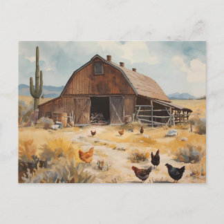 Postal Granja de desierto con pollos