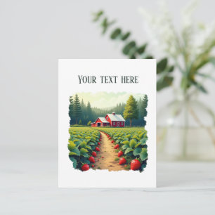 Postal Granja de fresas divertida personalizable