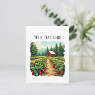 Postal Granja de fresas divertida personalizable