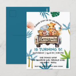 Postal Granja de la selva del zoológico lindo cumpleaños 