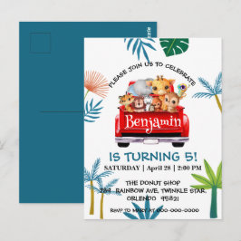 Postal Granja de la selva del zoológico lindo cumpleaños 