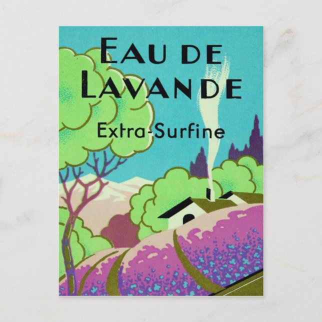 Postal Granja de lavanda francesa Art Deco (Anverso)