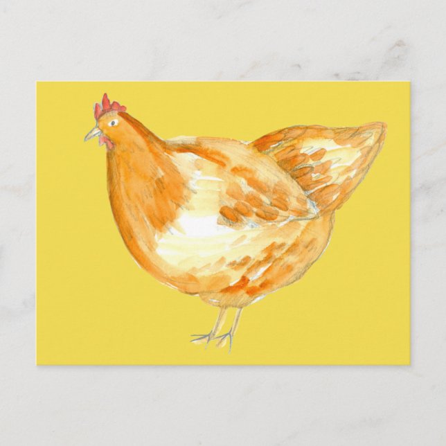 Postal Granja de pollo Hen Animal Sunshine Amarillo (Anverso)