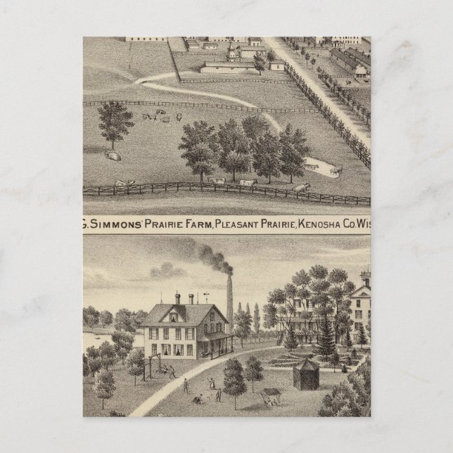 Postal Granja de pradera de Simmon, cura de agua de Kenos (Anverso)