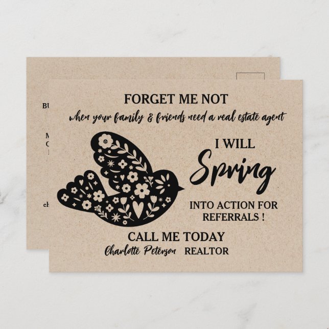 Postal Granja de referencia de primavera de bienes raíces (Anverso / Reverso)