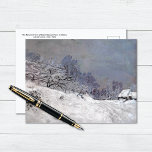 Postal Granja de Saint-Simeon en invierno Claude Monet<br><div class="desc">Postal de arte fino con el cuadro impresionista,  The Road in Front of Saint-Simeon Farm in Winter (1867),  de Claude Monet (1840-1926). Un paisaje de una carretera cubierta de nieve cerca de una casa de campo.</div>