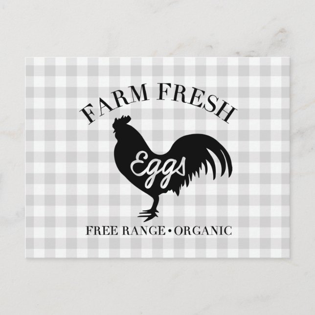 Postal Granja Fresca País Pollo Gingham (Anverso)