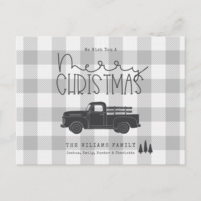 Postal Granja Gray Buffalo Juega Merry Christmas Card (Anverso)
