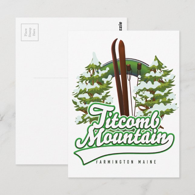 Postal Granja Titcomb Mountain Farmington Maine Esquí  (Anverso / Reverso)