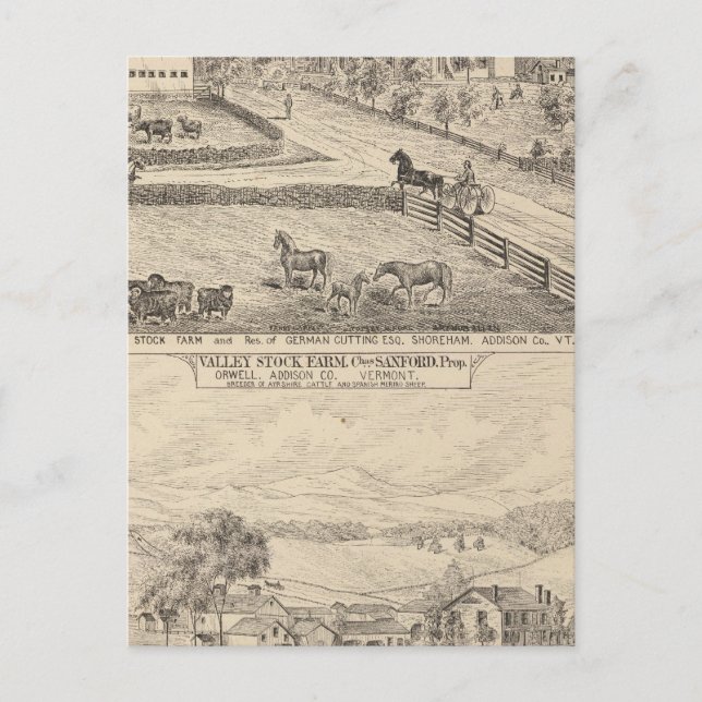 Postal Granja y residencia en Shoreham (Anverso)