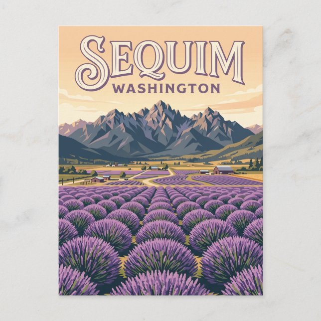 Postal Granjas de Lavanda de Sequim Washington (Anverso)