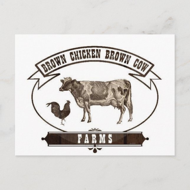 Postal Granjas de vacas marrones de pollo (Anverso)