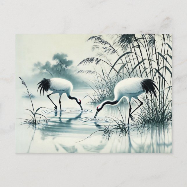 Postal Granjas forjándose en aguas poco profundas pintura (Anverso)