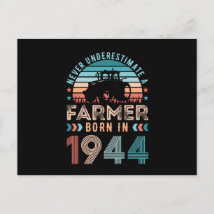 Postal Granjero nacido en 1944 Regalo de cumpleaños 80 Cu