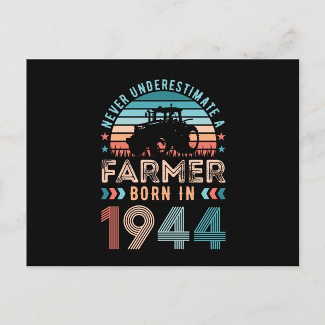 Postal Granjero nacido en 1944 regalo de cumpleaños 80 cu (Anverso)