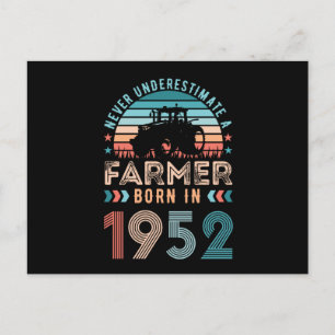 Postal Granjero nacido en 1952 Regalo de cumpleaños 70 Cu