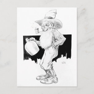 Postal Granjero viejo con alcohol casero (relámpago blanc