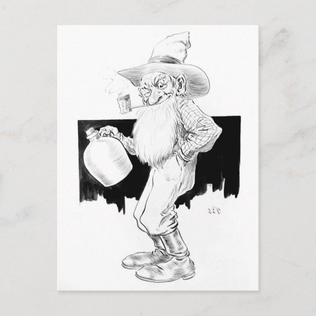 Postal Granjero viejo con alcohol casero (relámpago blanc (Anverso)