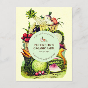 Postal Granjero vinícola local de cosecha botánica