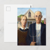 Granjero Vintage Grant Wood American Gothic Arte F