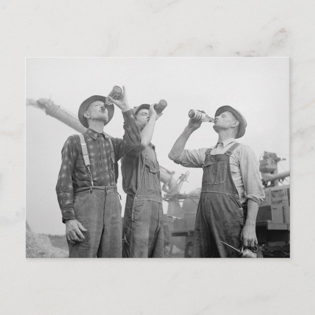 Postal Granjeros bebiendo cerveza, 1941 (Anverso)