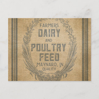 Postal Granjeros Leche Leche Burlap