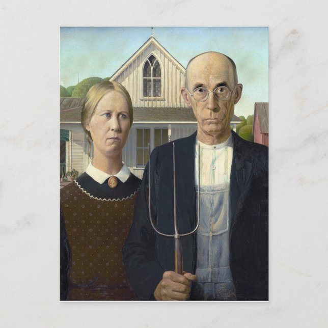 Postal Grant Wood "American Gothic" (Anverso)