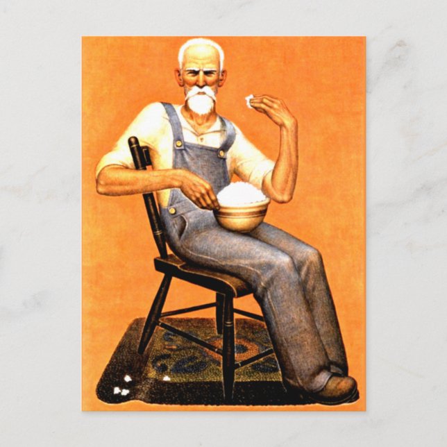 Postal Grant Wood - El abuelo comiendo palomitas de maíz, (Anverso)