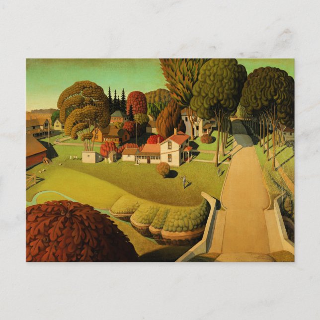 Postal Grant Wood - El lugar de nacimiento de Herbert Hoo (Anverso)