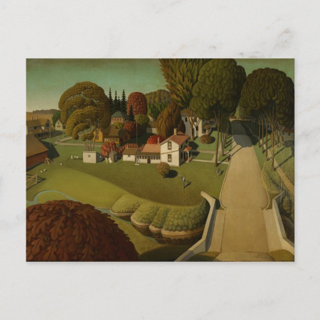 Postal Grant Wood - El lugar de nacimiento de Herbert Hoo (Anverso)