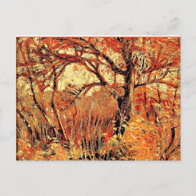 Postal Grant Wood - El paisaje del otoño (Anverso)