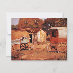 Postal Grant Wood - Los caballos