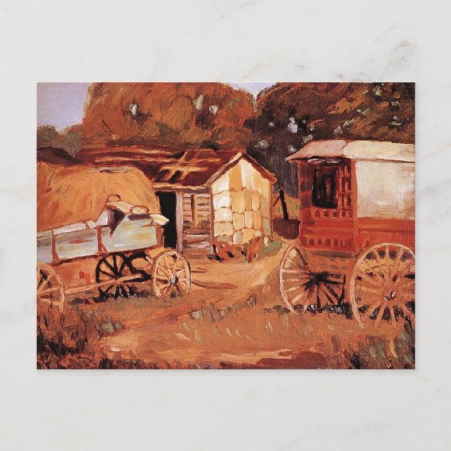 Postal Grant Wood - Los caballos (Anverso)