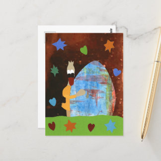 Postal Grappige eend met design ei wens je vrolijk Pasen