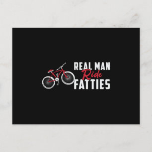 Postal Grasa Bicicleta Real Hombre Viajando Fatties Biker