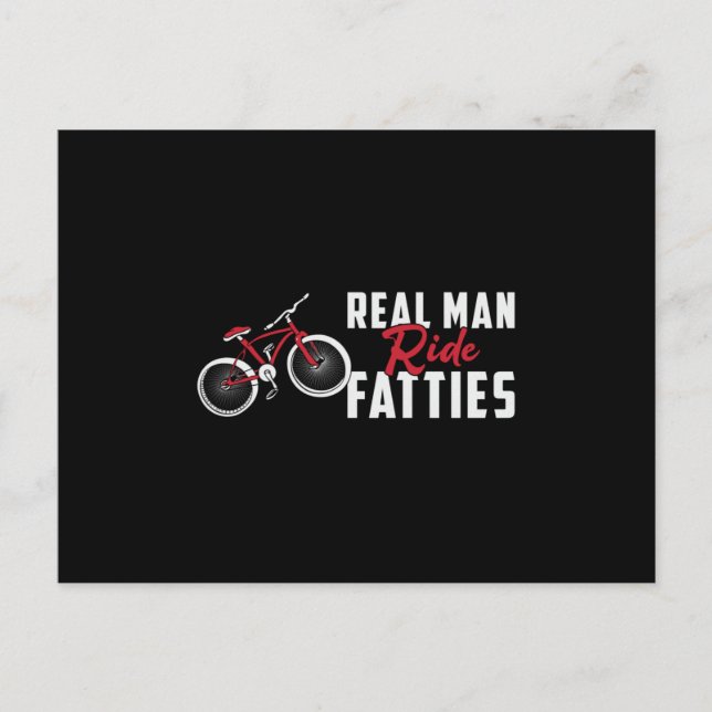 Postal Grasa Bicicleta Real Hombre Viajando Fatties Biker (Anverso)