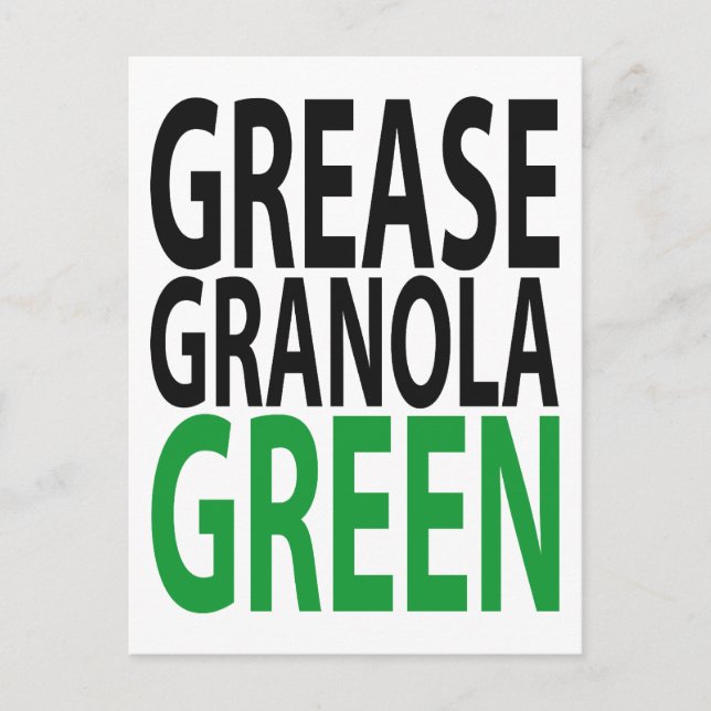 Postal ¡grasa, granola, VERDE! (Anverso)