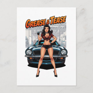 Postal Grasa y Tentación – Chica Pin-Up de Hot Rod