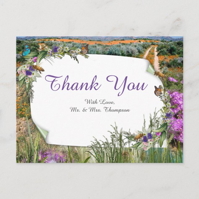 Postal Grasas y flores de primavera ecológicas silvestres (Anverso)