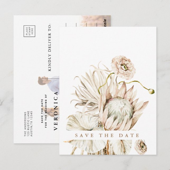 Postal Grass Boho Protea Pampas salva la foto del post (Anverso / Reverso)