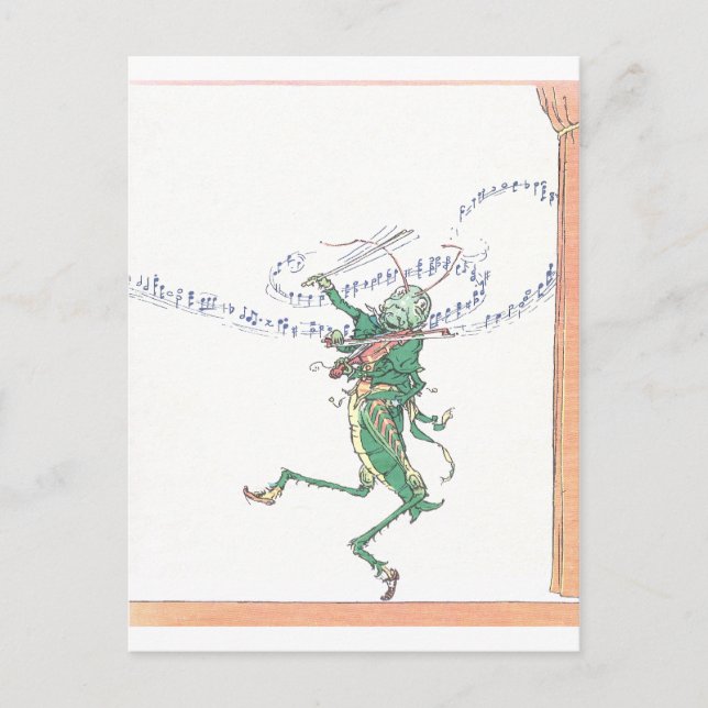 Postal Grasshopper musical tocando violín (Anverso)