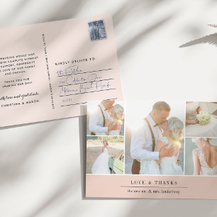Postal Gratitud de moda Collage de fotos Boda Gracias
