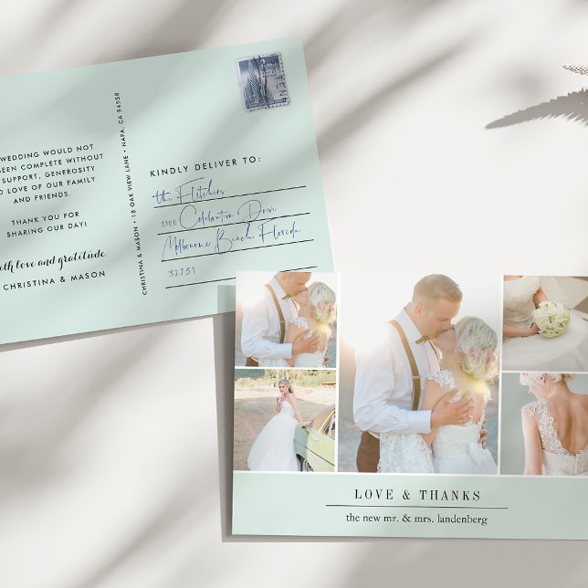 Postal Gratitud de moda | Collage de fotos Boda Gracias (Subido por el creador)